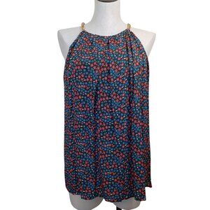 Elie Tahari Silk Halter Top Chain Strap Detail Flowy Lined Womens Large